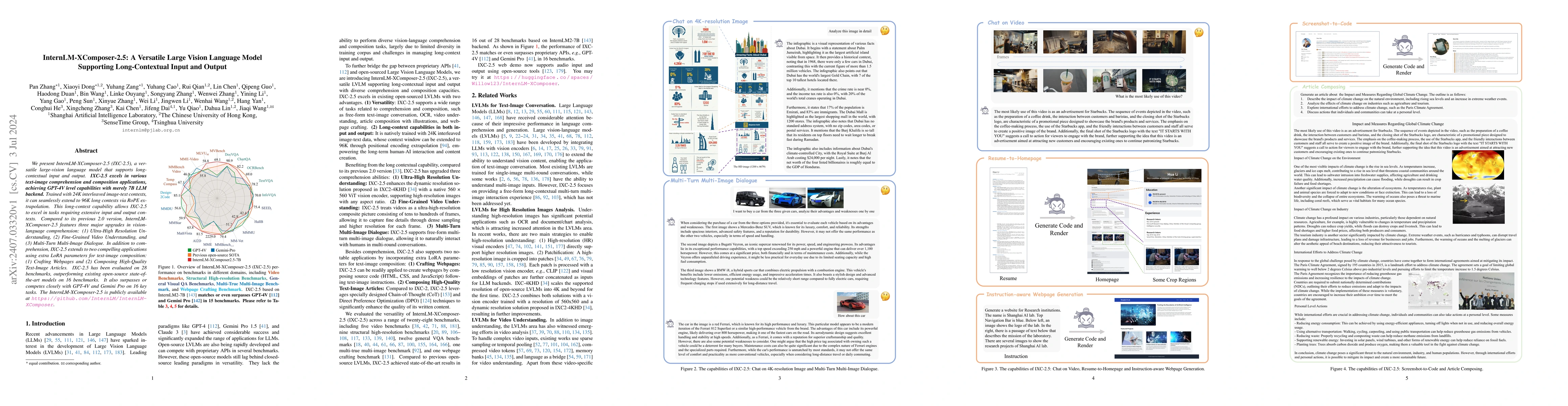 Thumbnail for InternLM-XComposer-2.5: A Versatile Large Vision Language Model
  Supporting Long-Contextual Input and Output