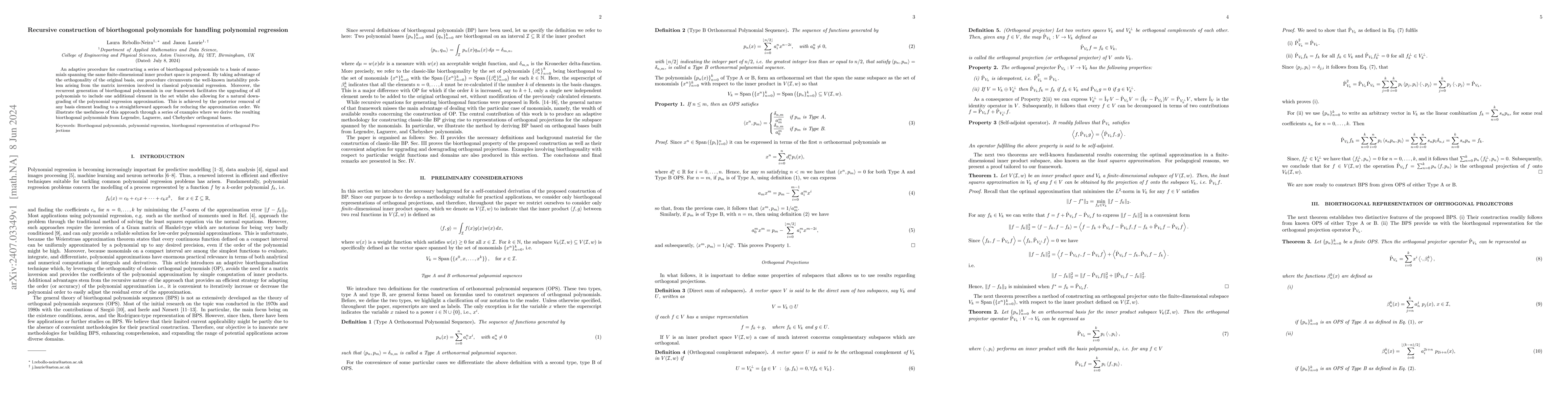 Thumbnail for Recursive construction of biorthogonal polynomials for handling
  polynomial regression