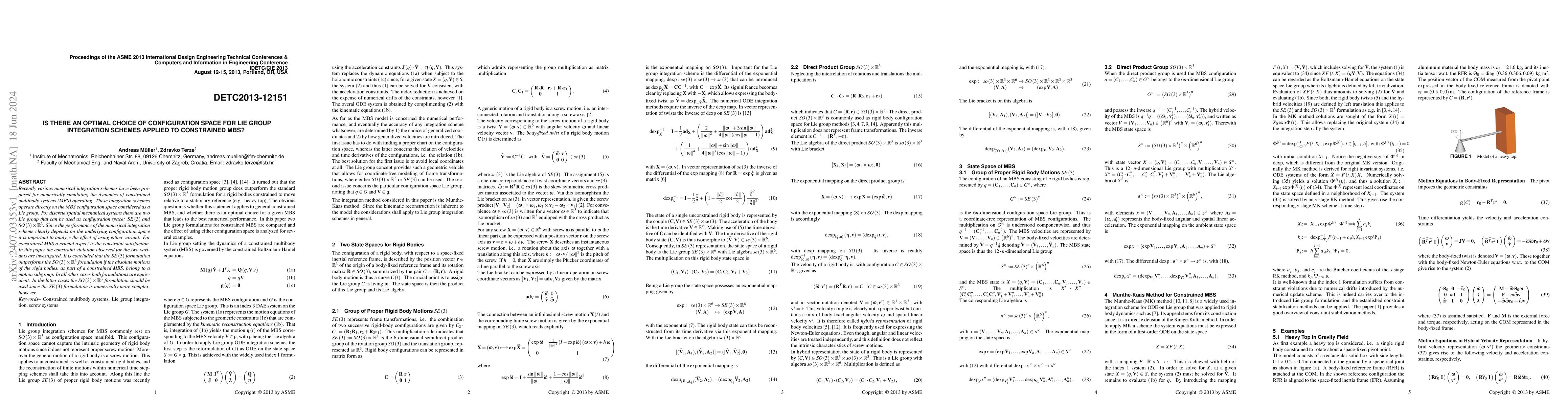 Thumbnail for Is there an optimal choice of configuration space for Lie group
  integration schemes applied to constrained MBS?