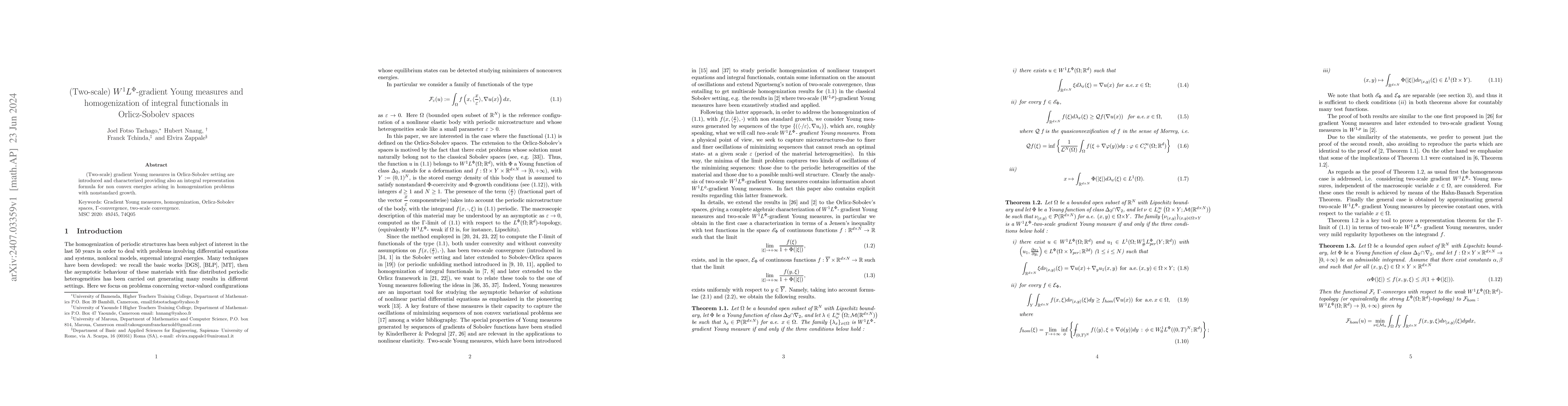 Thumbnail for (Two-scale) $W^{1}L^Φ$-gradient Young measures and homogenization
  of integral functionals in Orlicz-Sobolev spaces