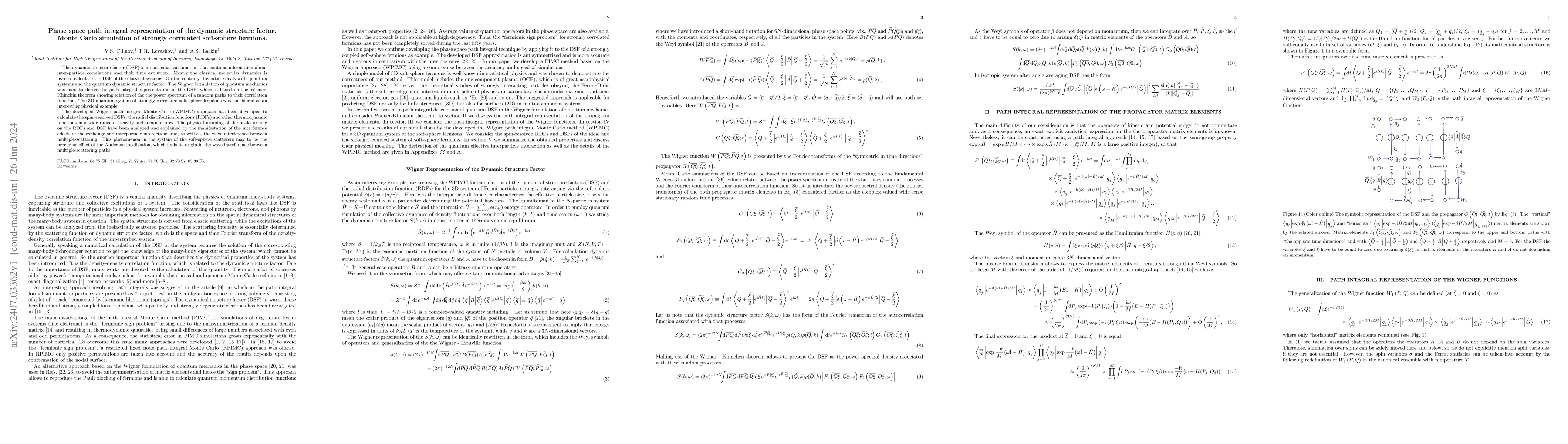 Thumbnail for Phase space path integral representation of the dynamic structure
  factor. Monte Carlo simulation of strongly correlated soft-sphere fermions