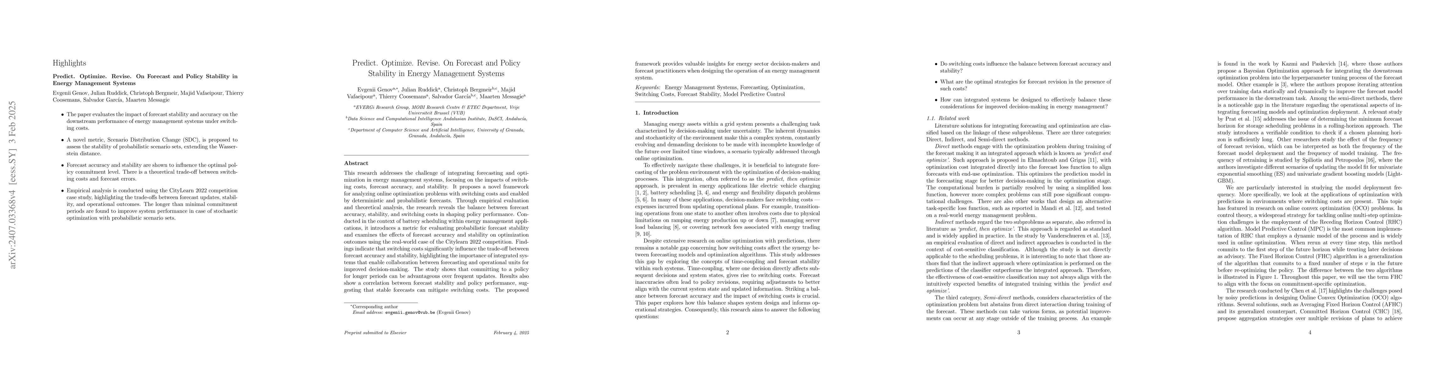 Thumbnail for Predict. Optimize. Revise. On Forecast and Policy Stability in Energy
  Management Systems