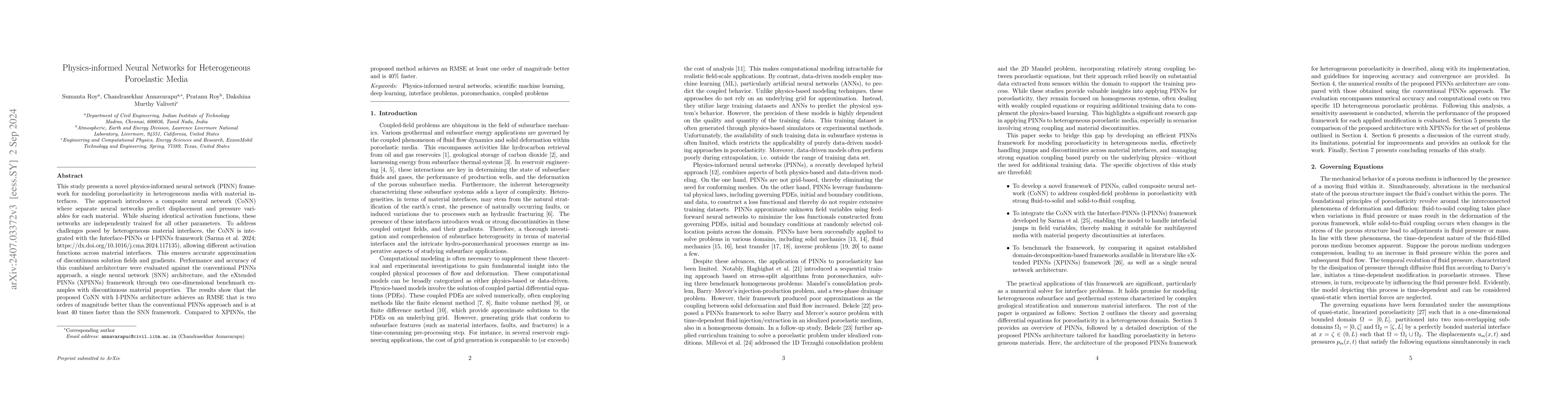 Thumbnail for Physics-informed Neural Networks for Heterogeneous Poroelastic Media