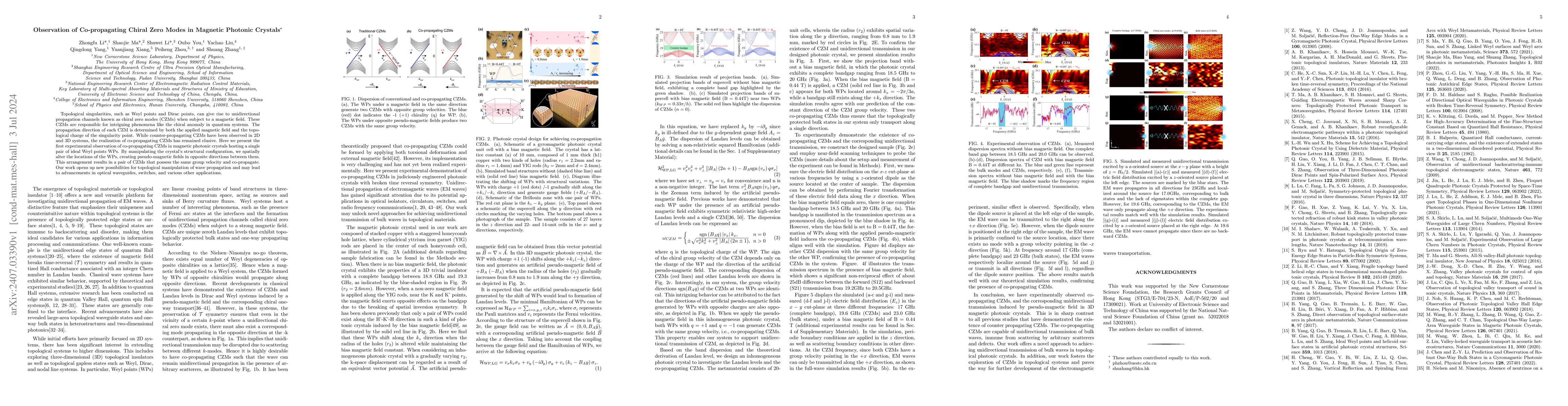 Thumbnail for Observation of Co-propagating Chiral Zero Modes in Magnetic Photonic
  Crystals