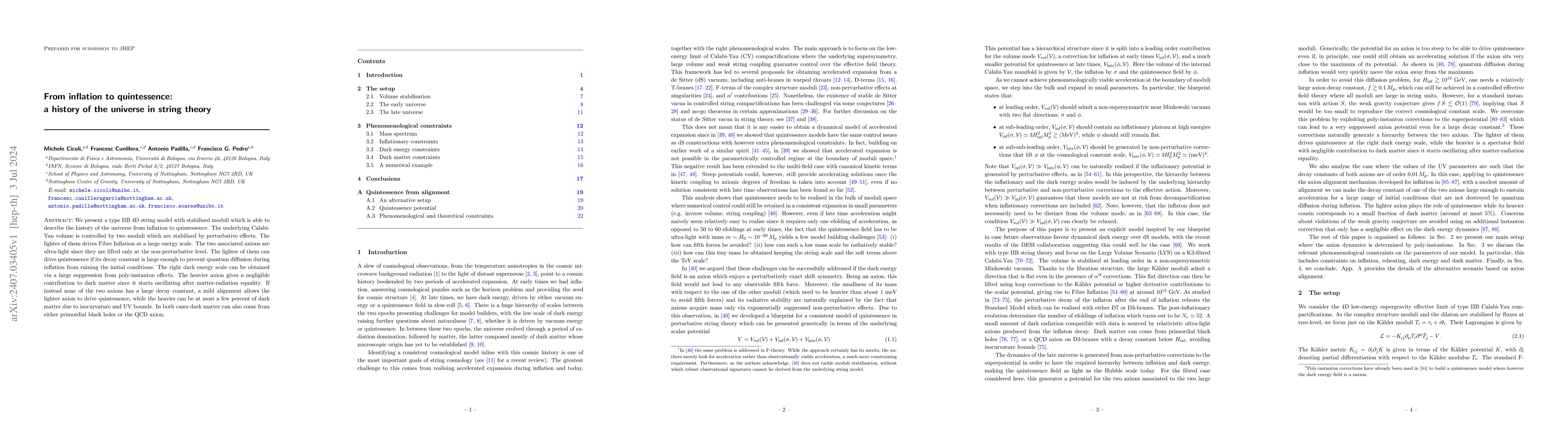 Thumbnail for From Inflation to Quintessence: a History of the Universe in String
  Theory
