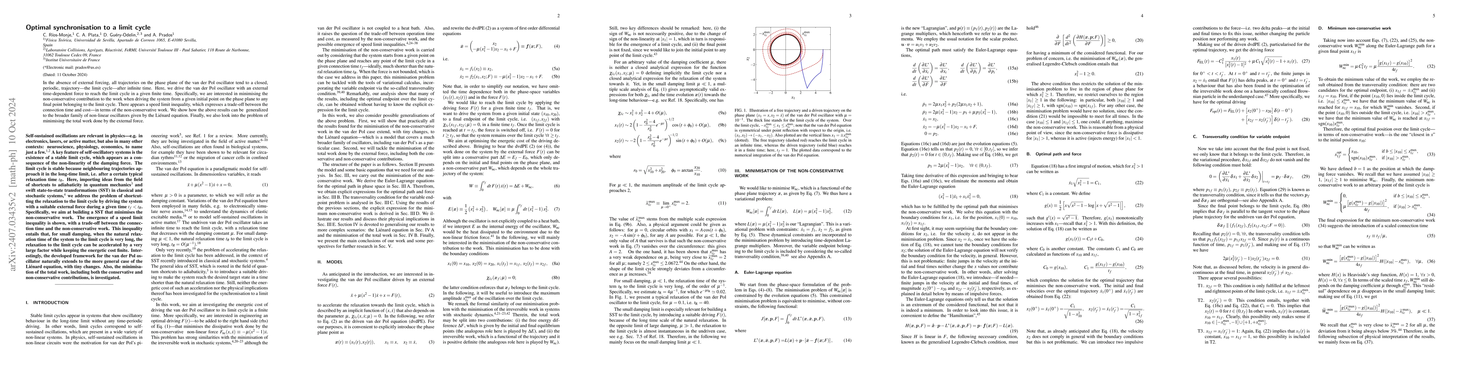 Thumbnail for Optimal synchronisation to a limit cycle