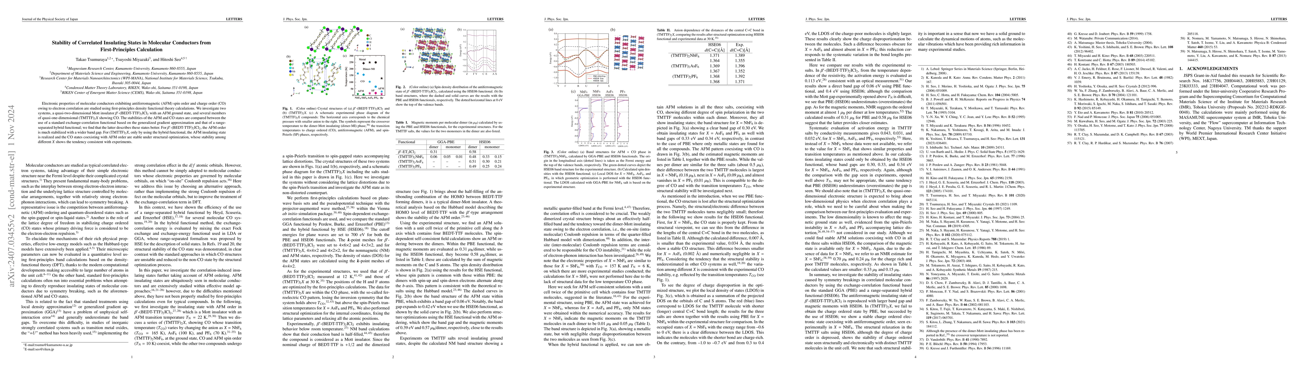 Thumbnail for Stability of correlated insulating states in molecular conductors from
  first-principles calculation