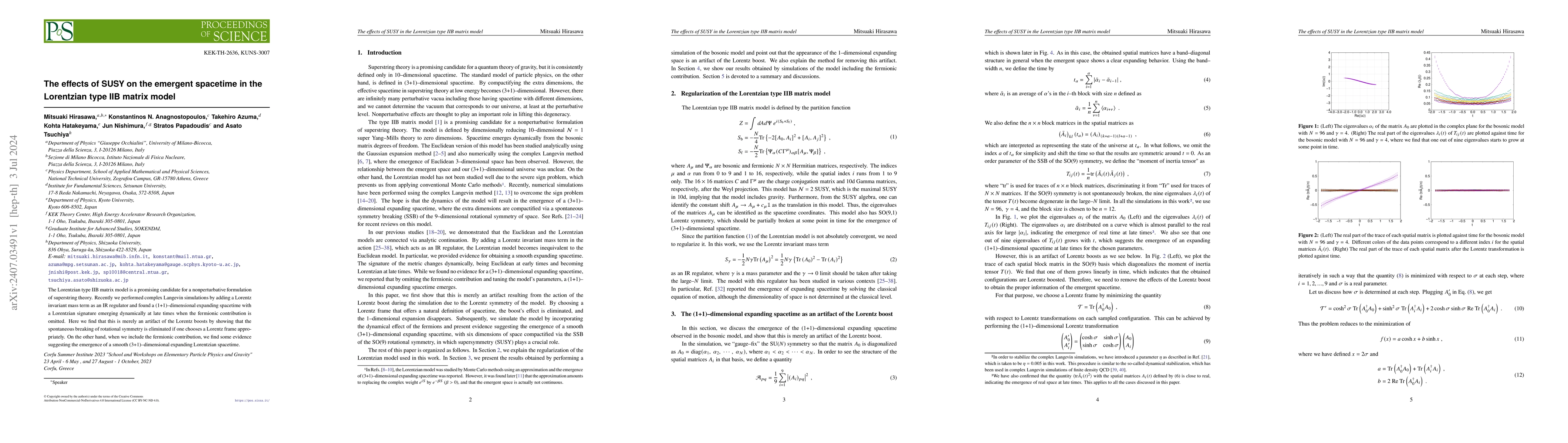 Thumbnail for The effects of SUSY on the emergent spacetime in the Lorentzian type IIB
  matrix model