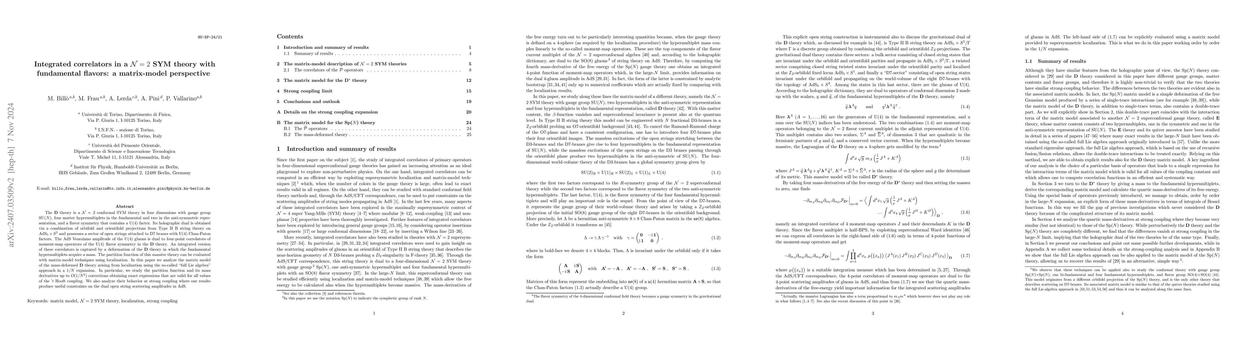 Thumbnail for Integrated correlators in a $\mathcal{N}=2$ SYM theory with fundamental
  flavors: a matrix-model perspective