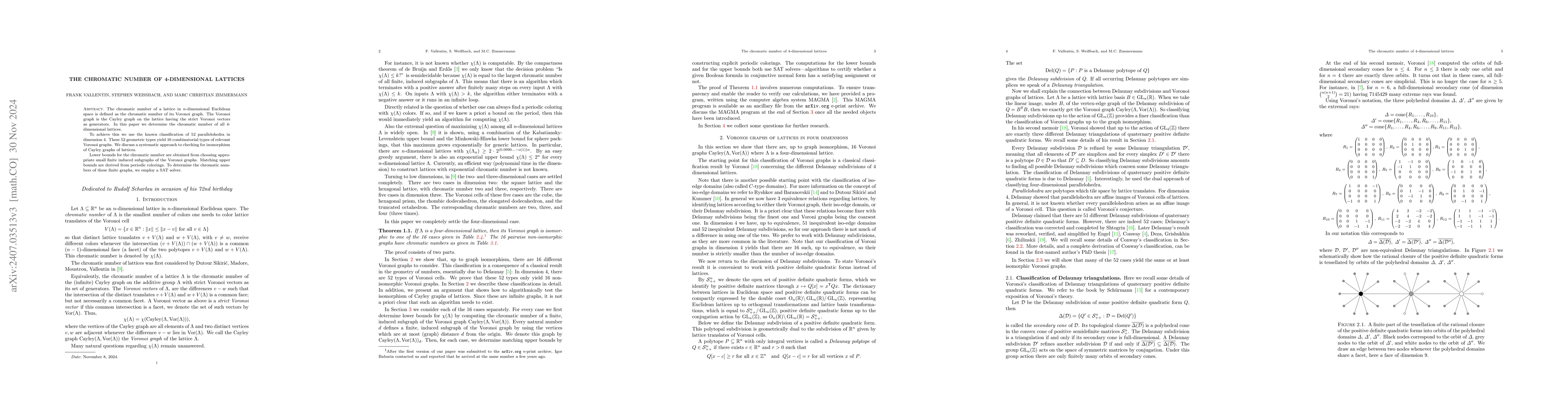 Thumbnail for The chromatic number of 4-dimensional lattices
