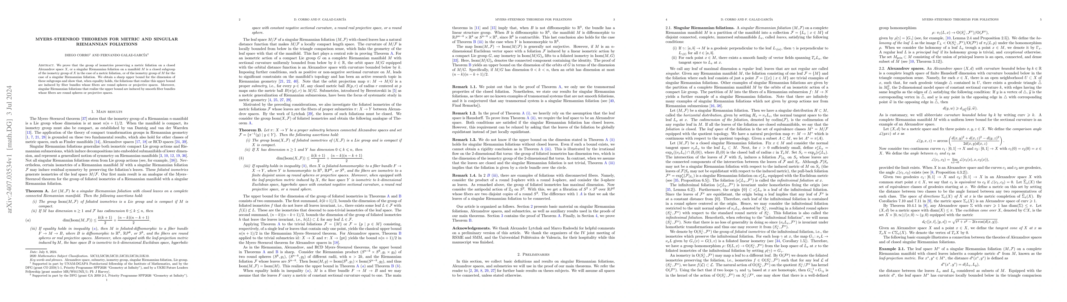 Thumbnail for Myers-Steenrod theorems for metric and singular Riemannian foliations