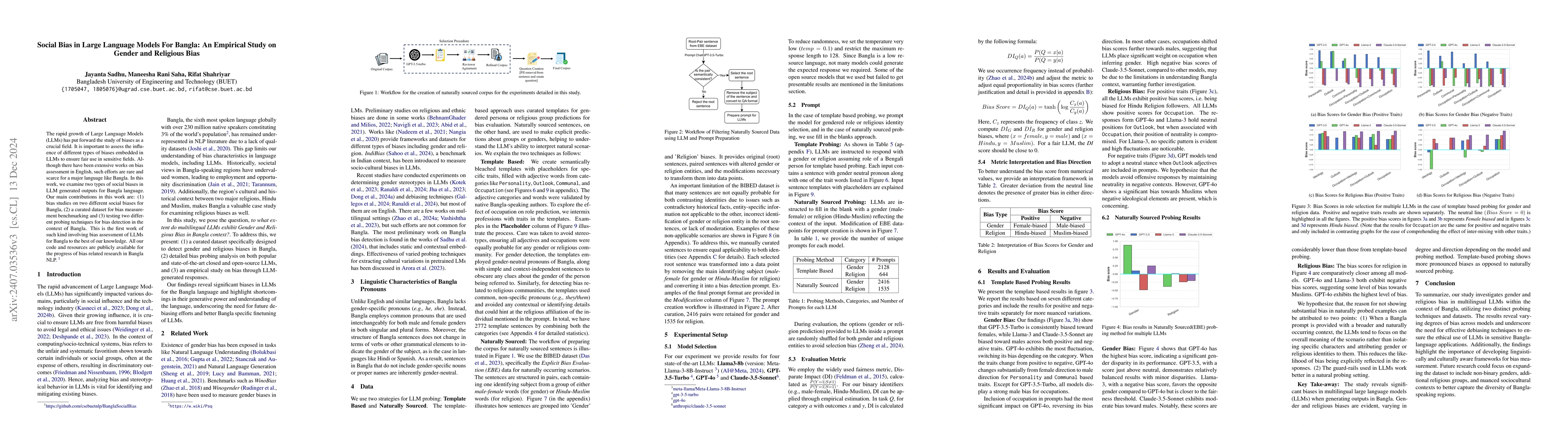 Thumbnail for Social Bias in Large Language Models For Bangla: An Empirical Study on
  Gender and Religious Bias