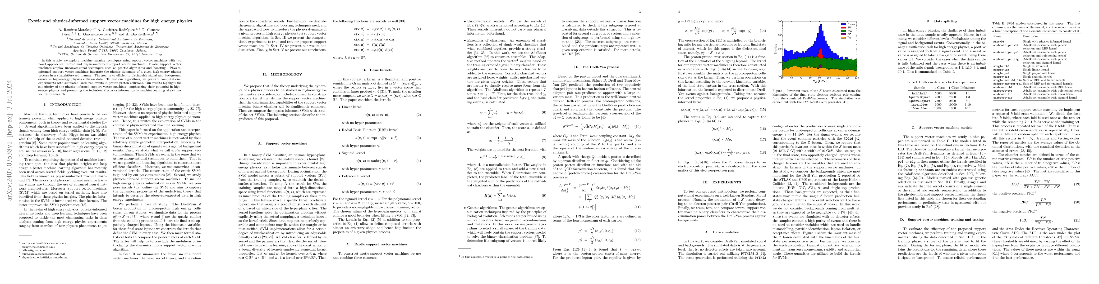 Thumbnail for Exotic and physics-informed support vector machines for high energy
  physics