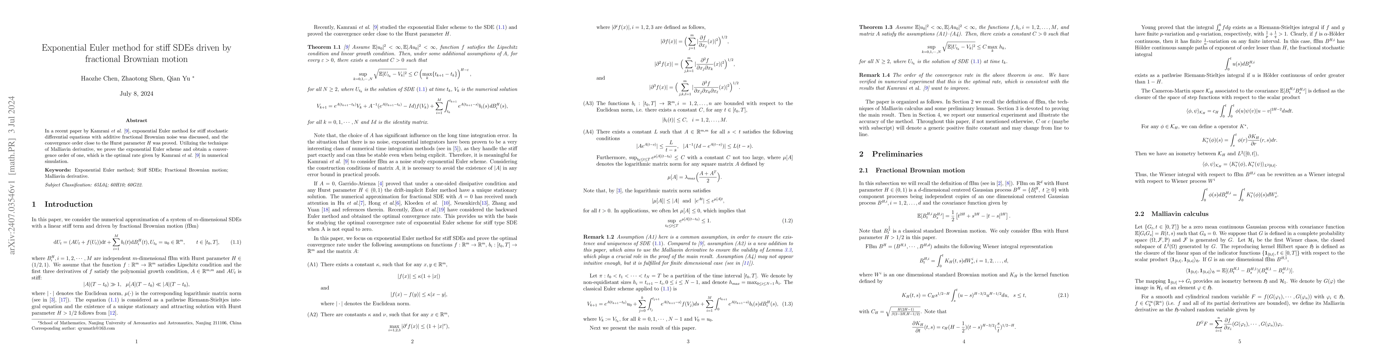 Thumbnail for Exponential Euler method for stiff SDEs driven by fractional Brownian
  motion