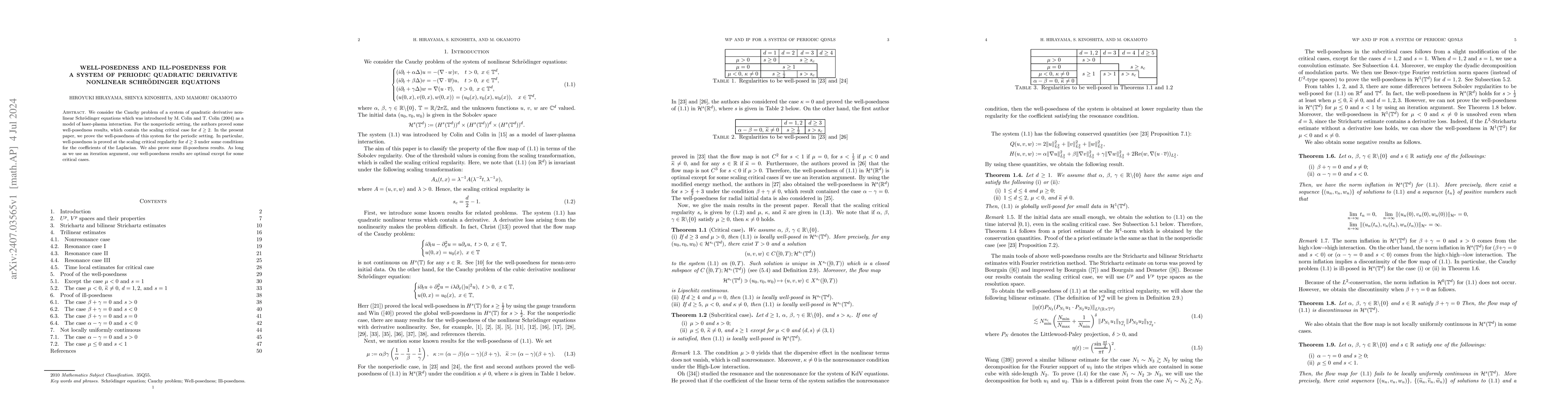 Thumbnail for Well-posedness and ill-posedness for a system of periodic quadratic
  derivative nonlinear Schrödinger equations