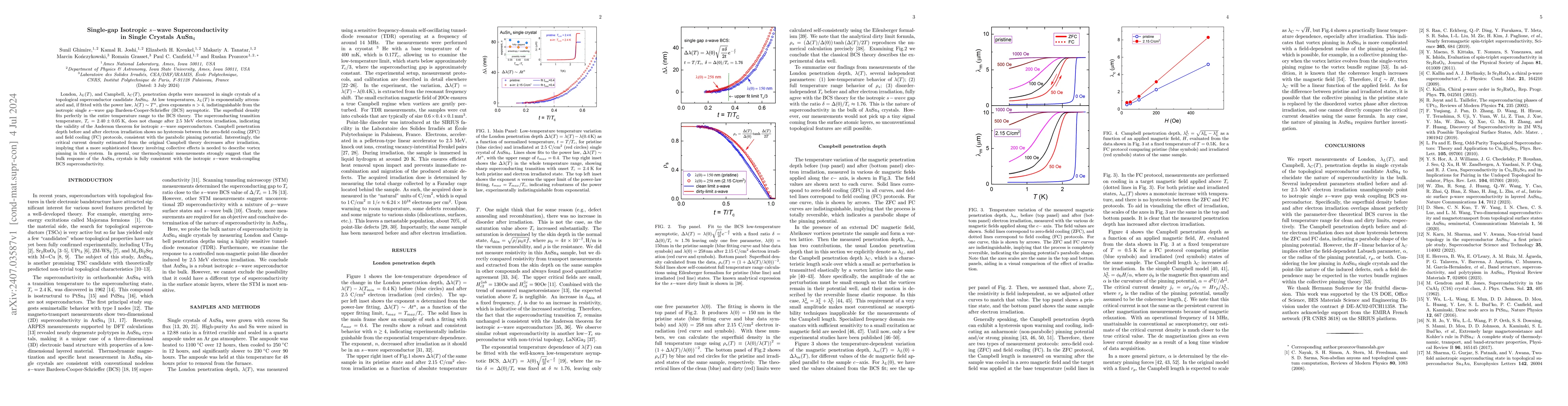 Thumbnail for Single-gap Isotropic $s-$wave Superconductivity in Single Crystals
  $\text{AuSn}_4$