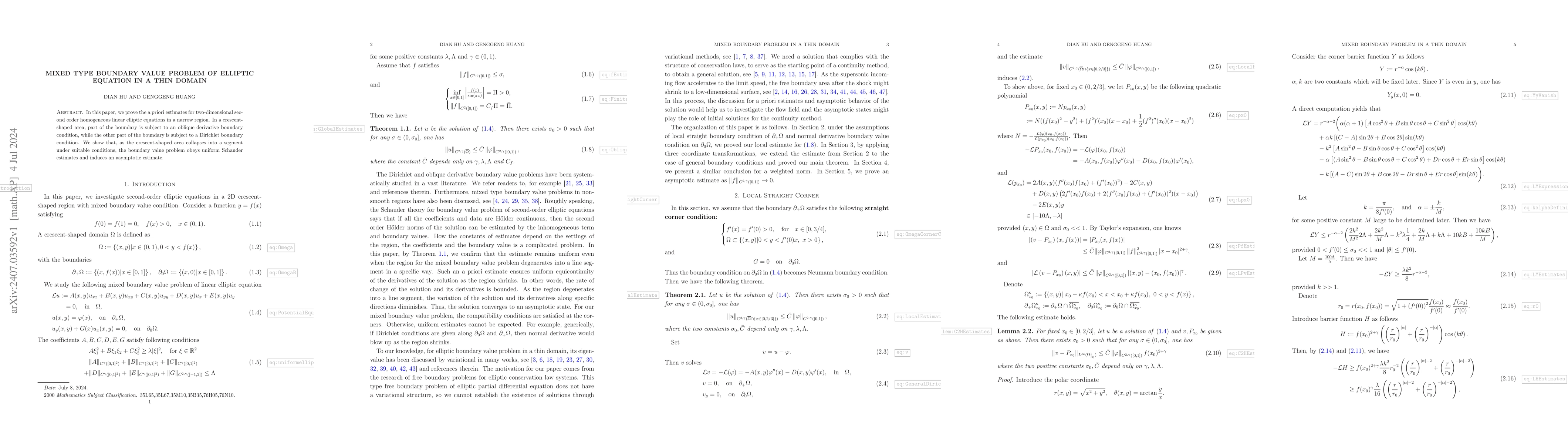 Thumbnail for Mixed type boundary value problem of elliptic equation in a thin domain