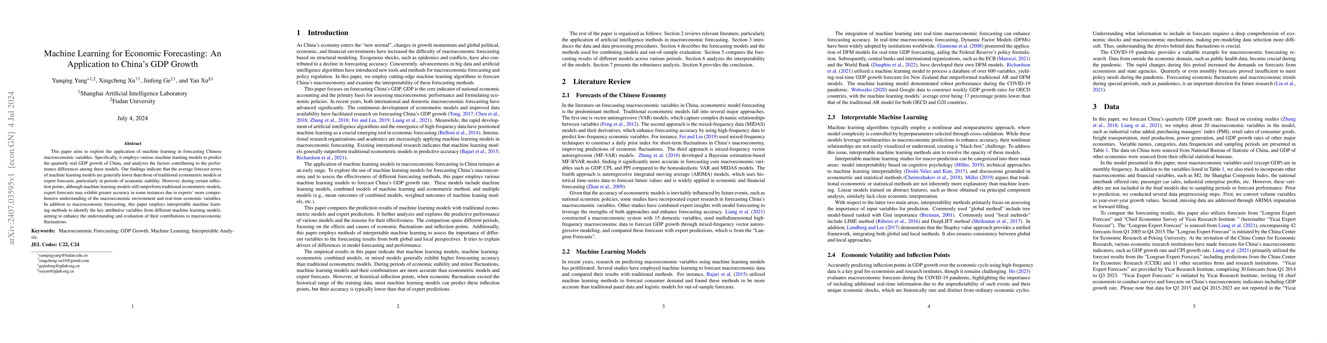 Thumbnail for Machine Learning for Economic Forecasting: An Application to China's GDP
  Growth