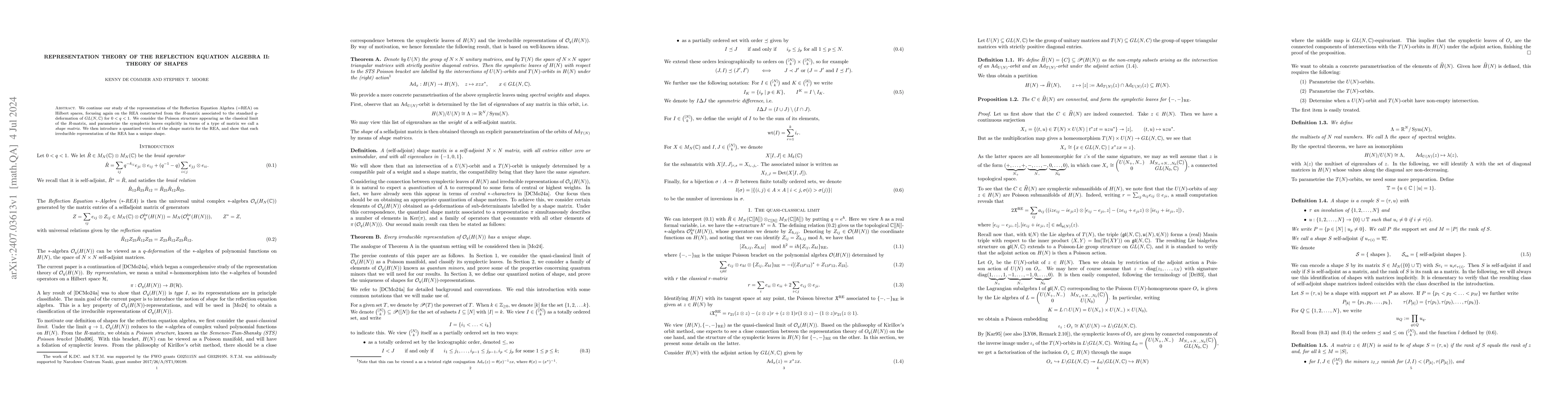 Thumbnail for Representation theory of the Reflection Equation Algebra II: Theory of
  shapes