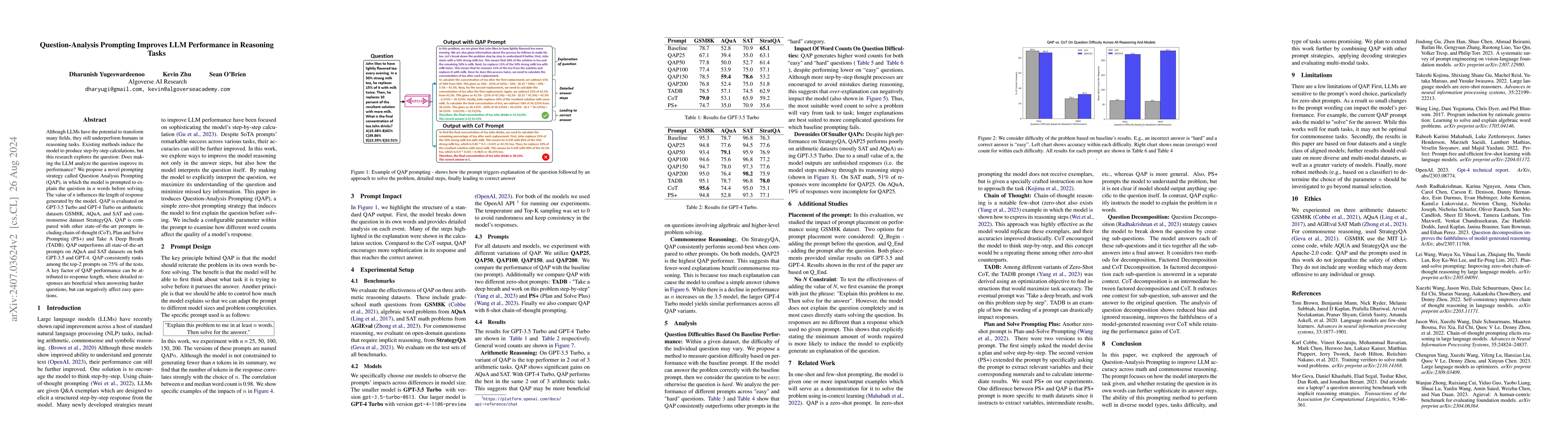 Thumbnail for Question-Analysis Prompting Improves LLM Performance in Reasoning Tasks