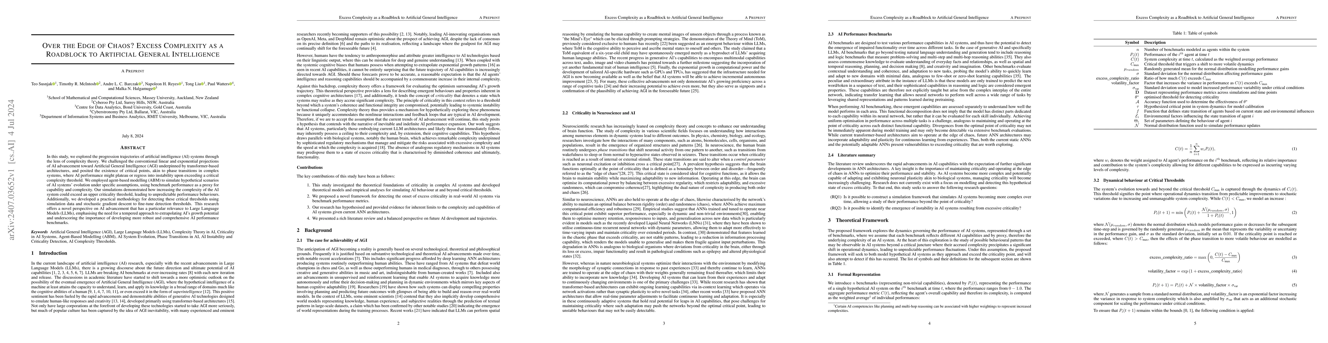 Thumbnail for Over the Edge of Chaos? Excess Complexity as a Roadblock to Artificial
  General Intelligence