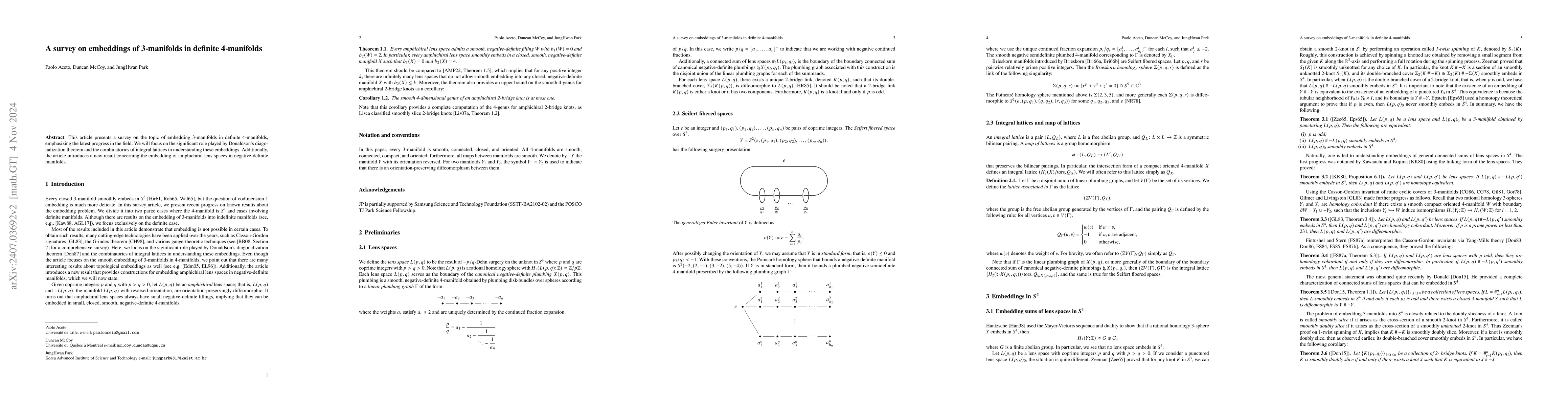 Thumbnail for A survey on embeddings of 3-manifolds in definite 4-manifolds
