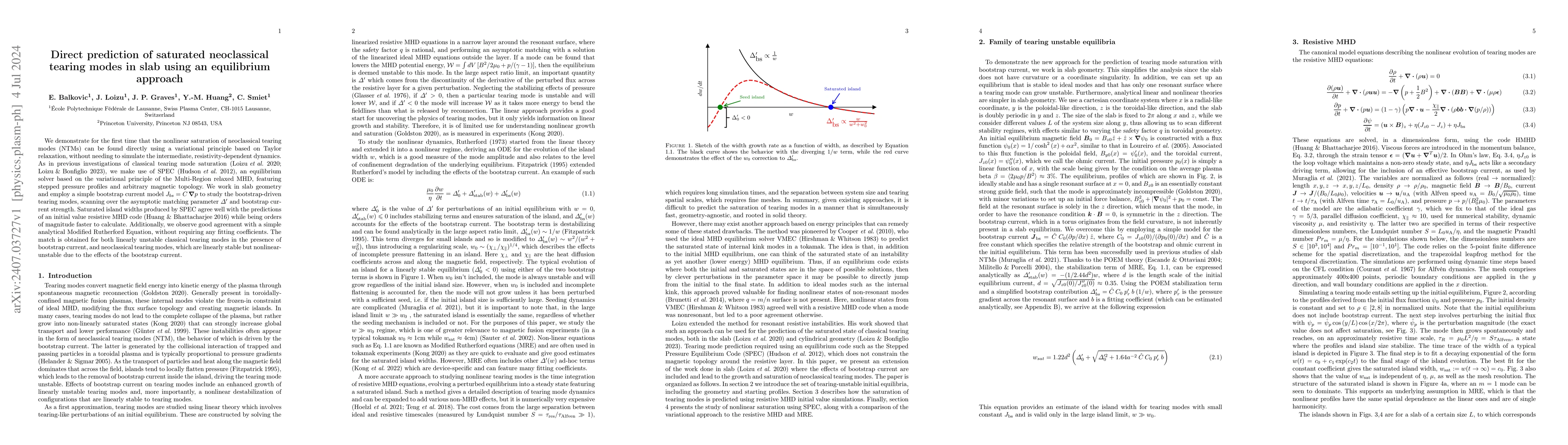 Thumbnail for Direct prediction of saturated neoclassical tearing modes in slab using
  an equilibrium approach