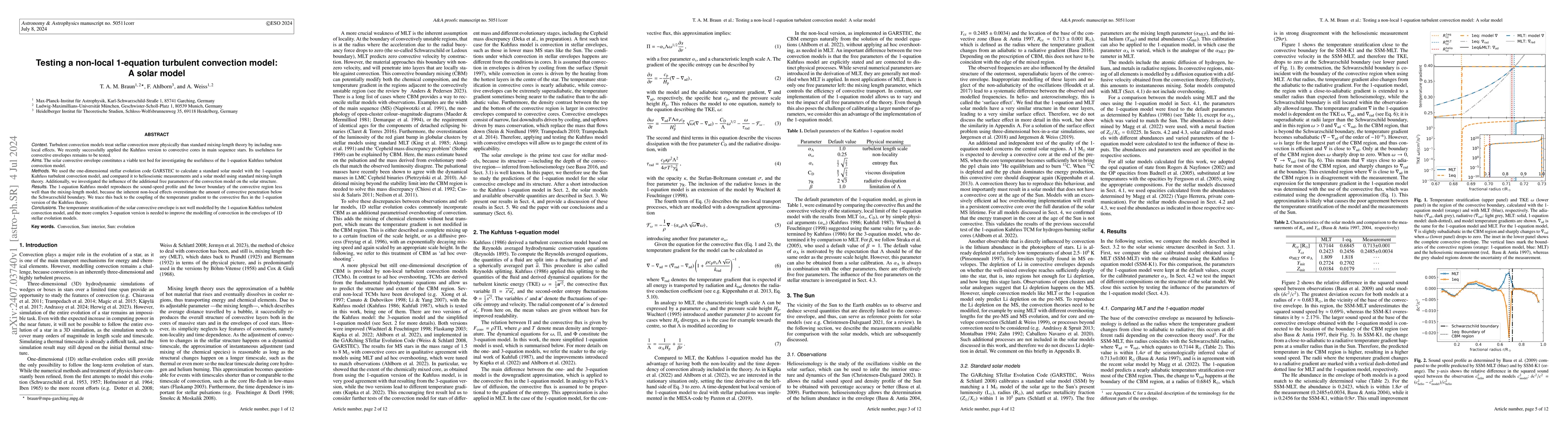 Thumbnail for Testing a non-local 1-equation turbulent convection model: A solar model