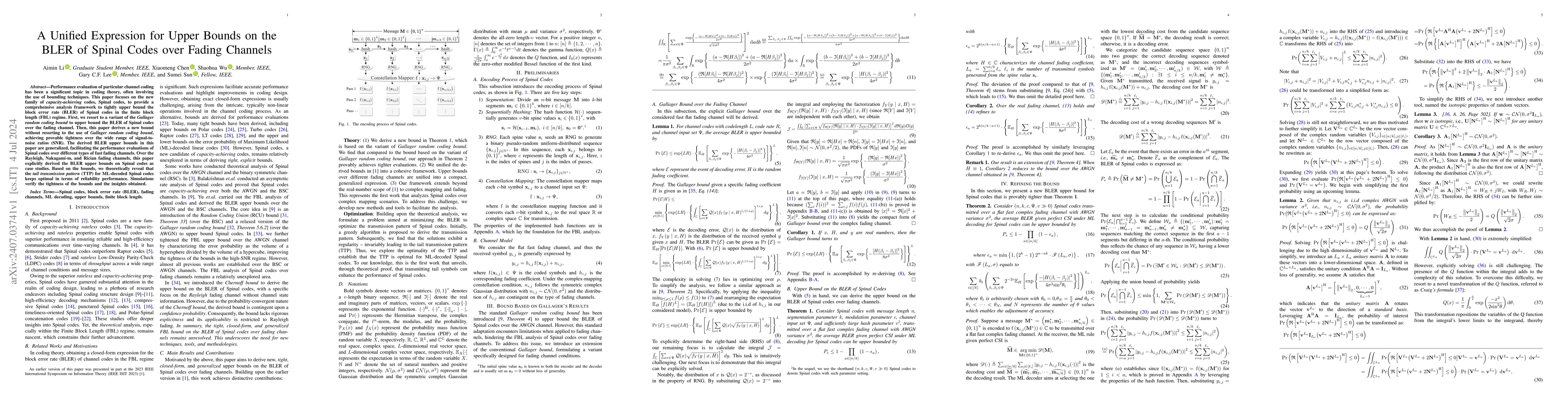 Thumbnail for A Unified Expression for Upper Bounds on the BLER of Spinal Codes over
  Fading Channels