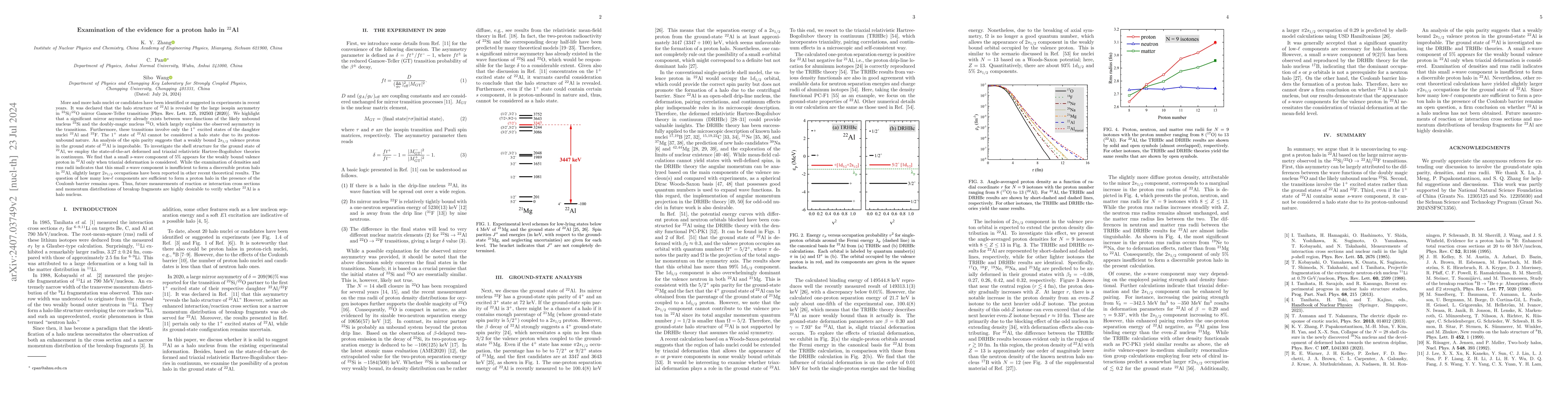 Thumbnail for Examination of the evidence for a proton halo in $^{22}$Al