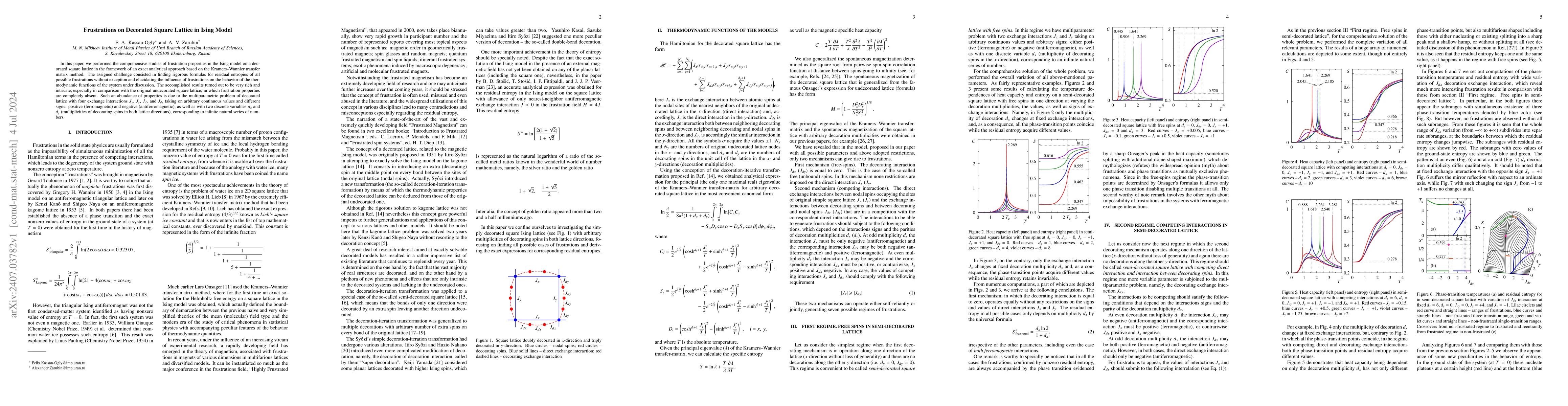 Thumbnail for Frustrations on Decorated Square Lattice in Ising Model