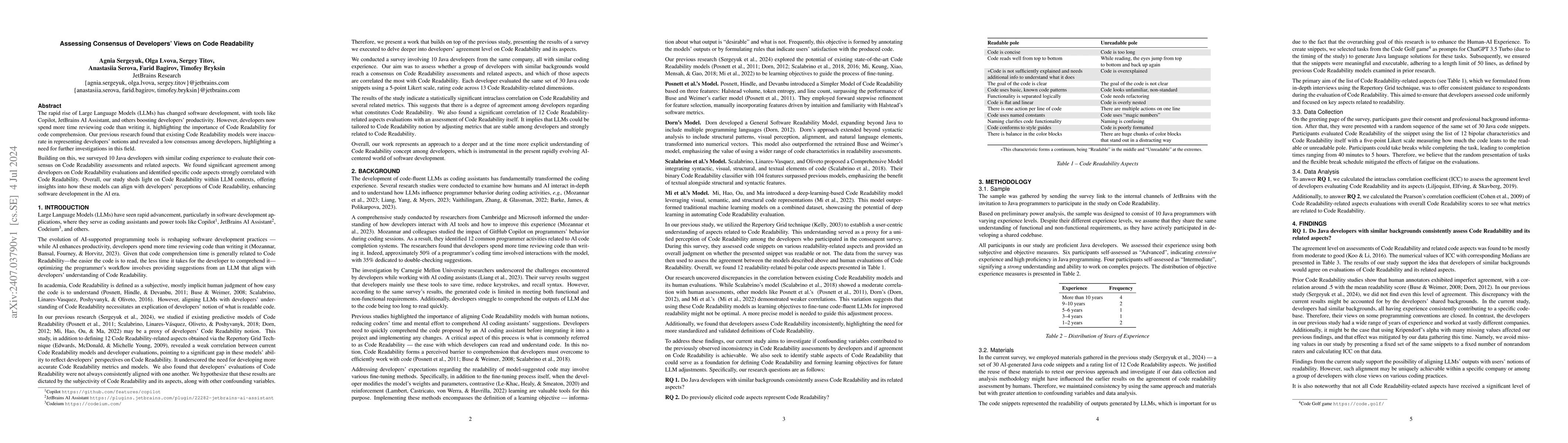 Thumbnail for Assessing Consensus of Developers' Views on Code Readability