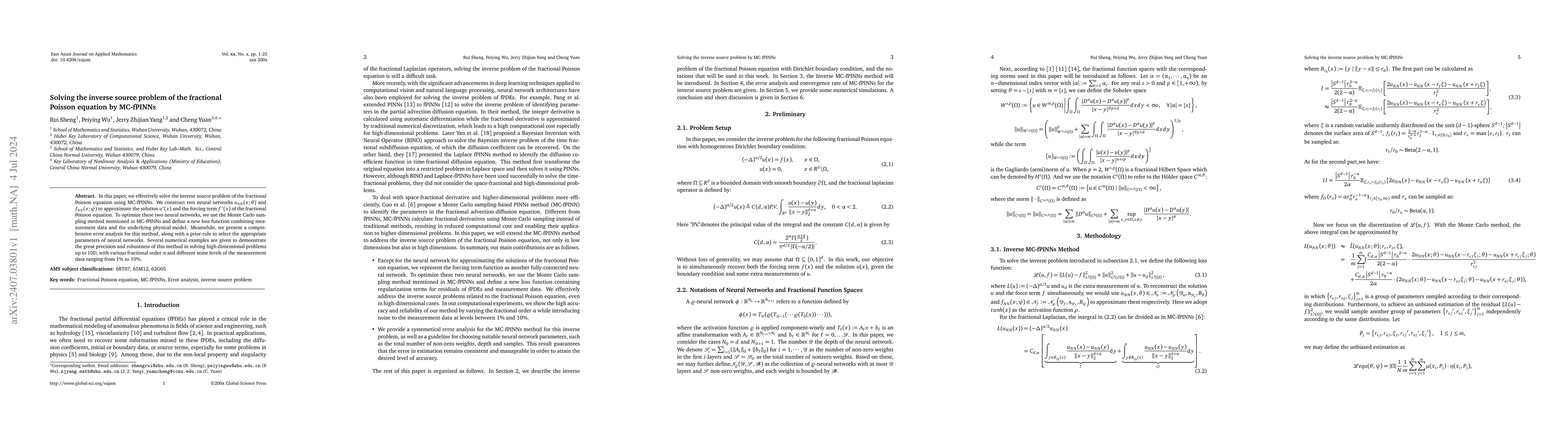Thumbnail for Solving the inverse source problem of the fractional Poisson equation by
  MC-fPINNs