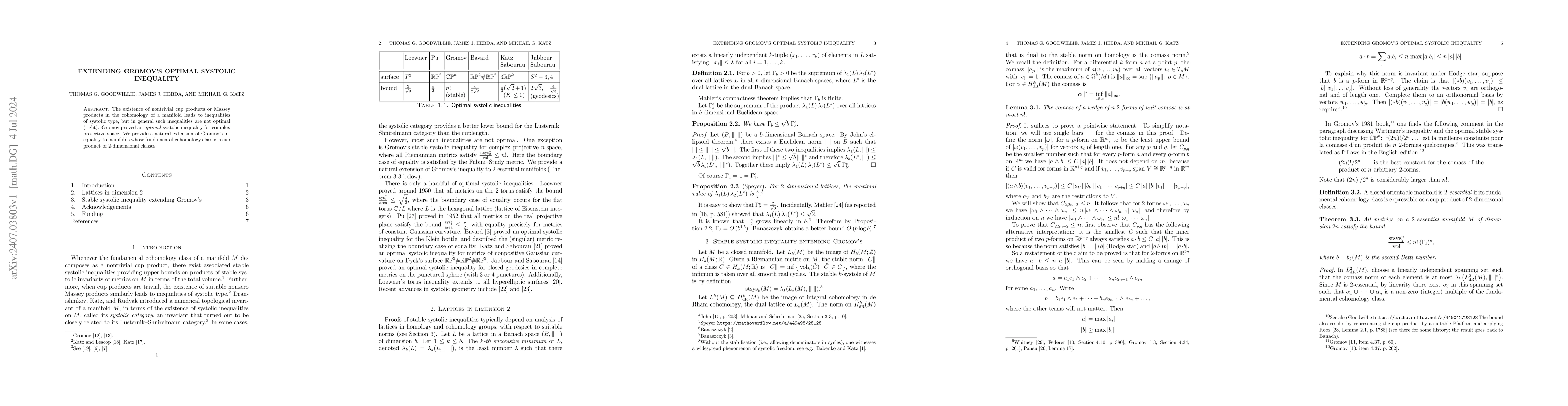Thumbnail for Extending Gromov's optimal systolic inequality