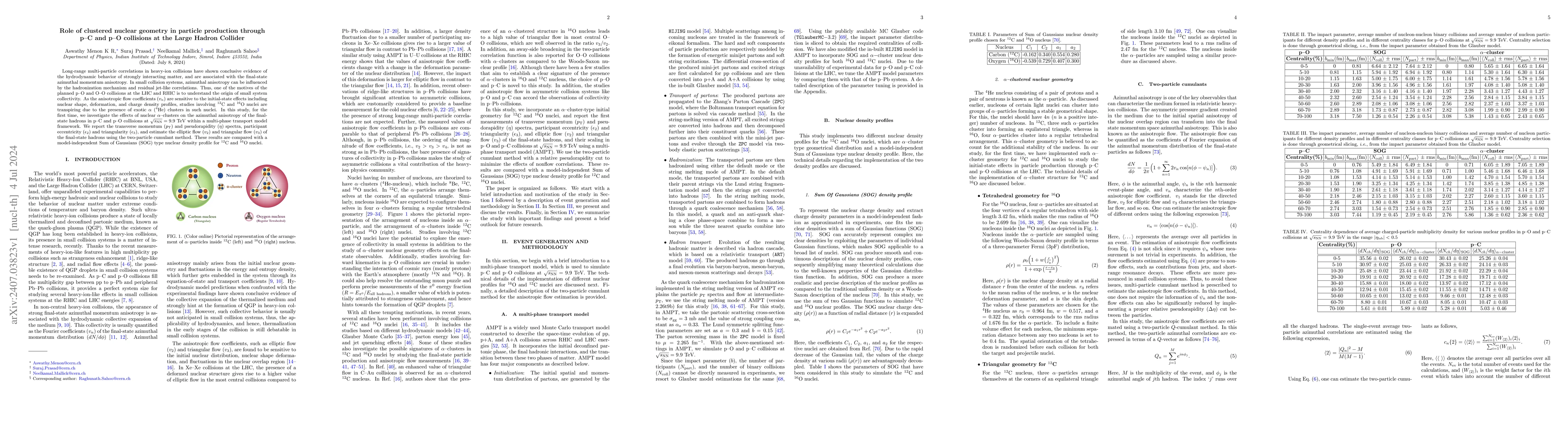 Thumbnail for Role of clustered nuclear geometry in particle production through p-C
  and p-O collisions at the Large Hadron Collider