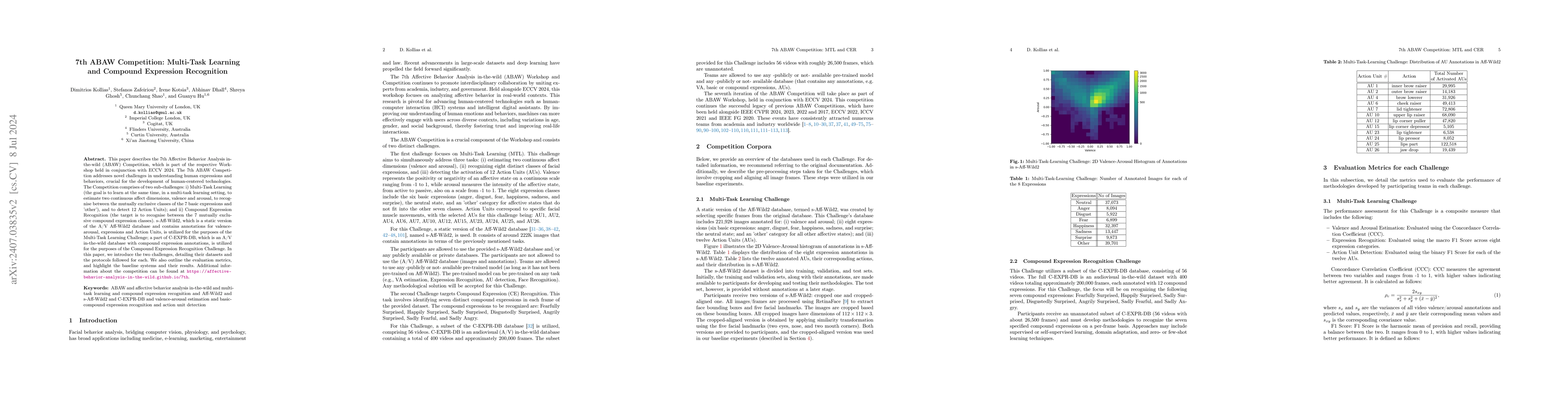 Thumbnail for 7th ABAW Competition: Multi-Task Learning and Compound Expression
  Recognition