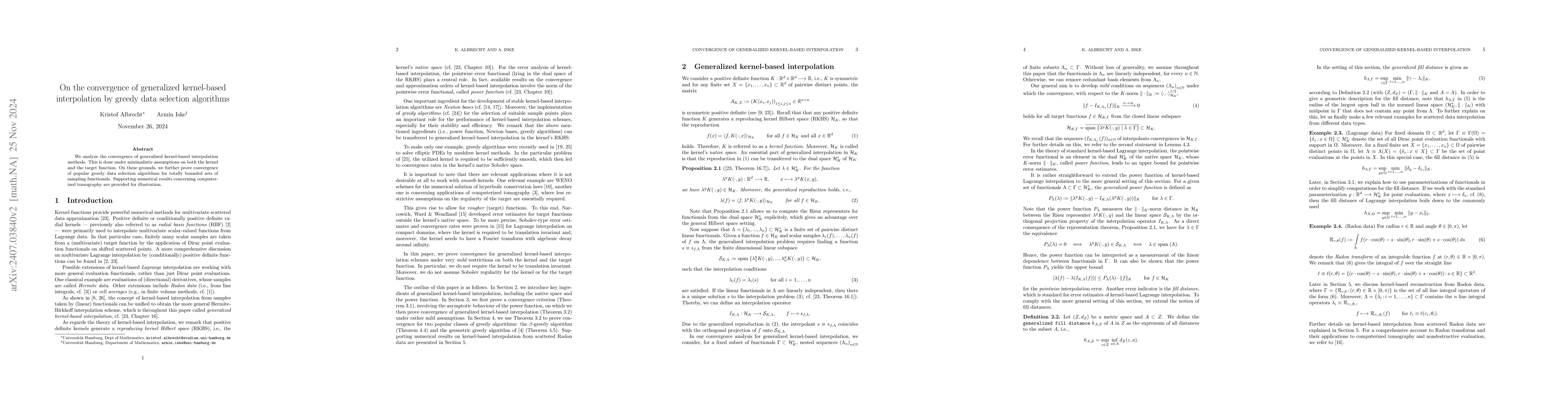 Thumbnail for On the convergence of generalized kernel-based interpolation by greedy
  data selection algorithms
