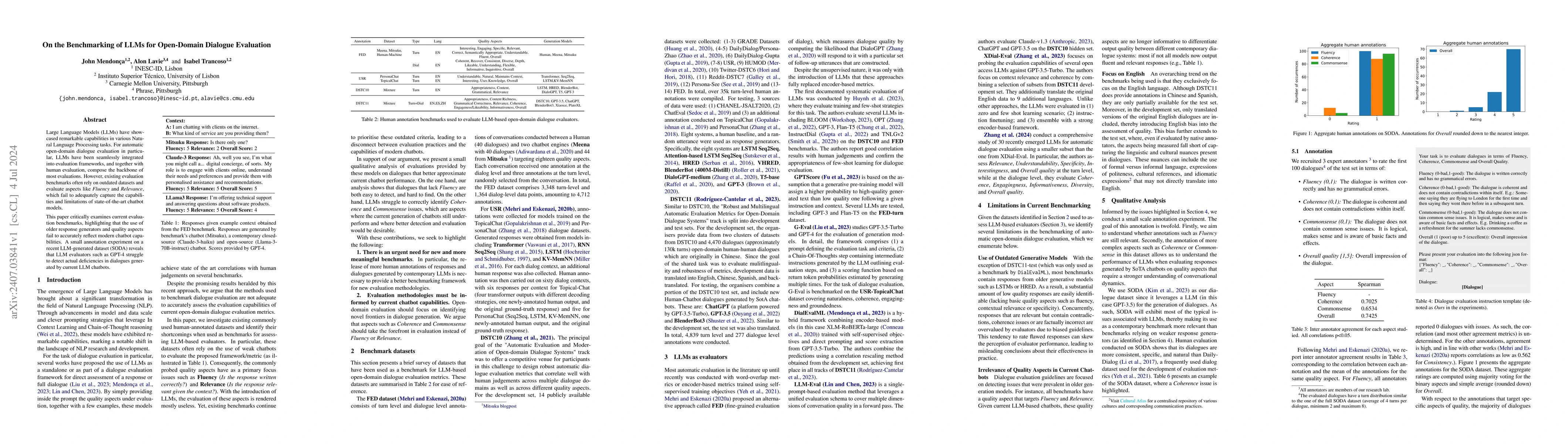 Thumbnail for On the Benchmarking of LLMs for Open-Domain Dialogue Evaluation