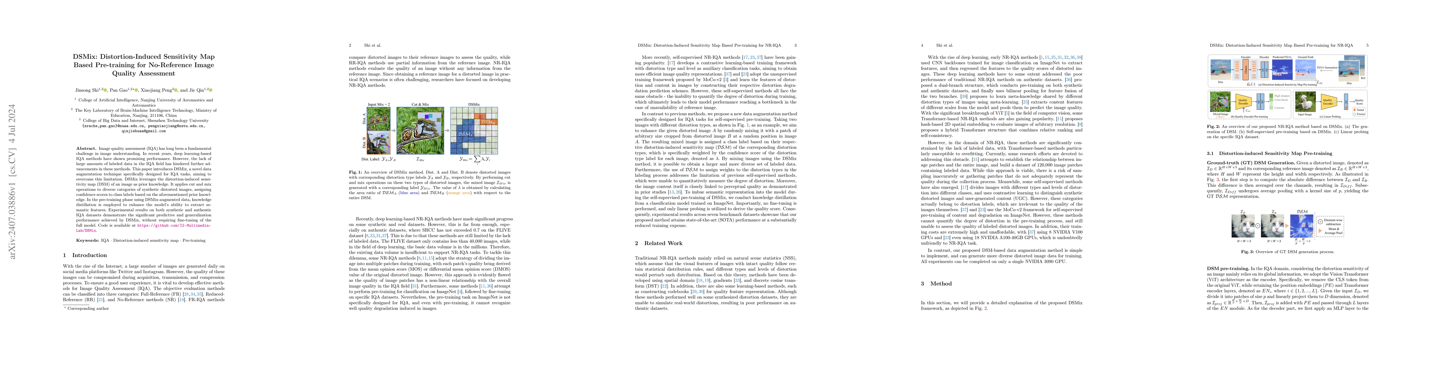 Thumbnail for DSMix: Distortion-Induced Sensitivity Map Based Pre-training for
  No-Reference Image Quality Assessment