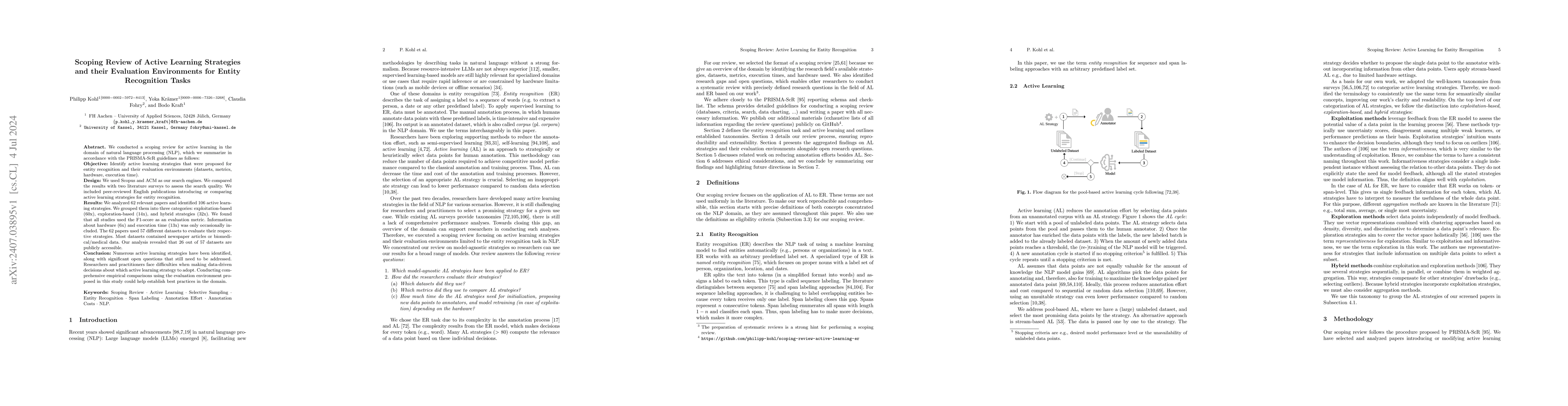 Thumbnail for Scoping Review of Active Learning Strategies and their Evaluation
  Environments for Entity Recognition Tasks