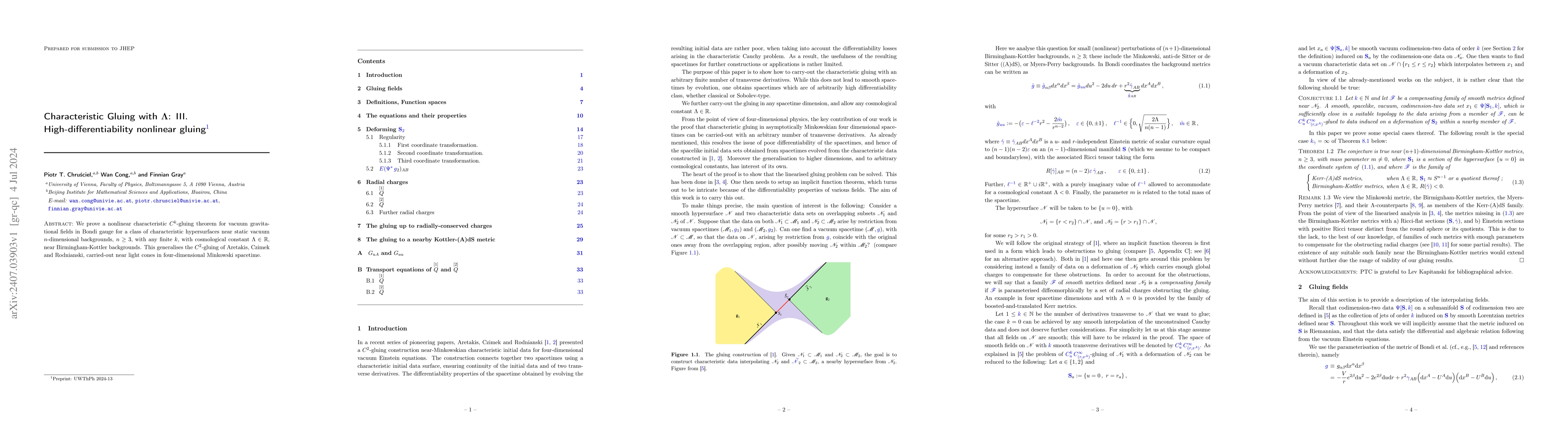 Thumbnail for Characteristic Gluing with $Λ$: III. High-differentiability
  nonlinear gluing