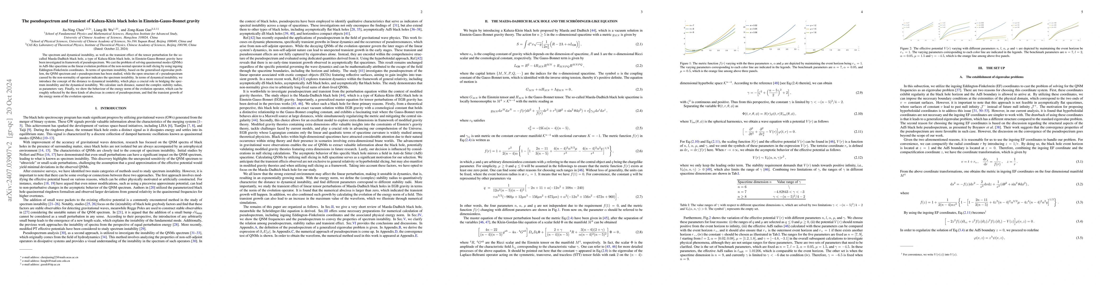Thumbnail for The pseudospectrum and transient of Kaluza-Klein black holes in
  Einstein-Gauss-Bonnet gravity