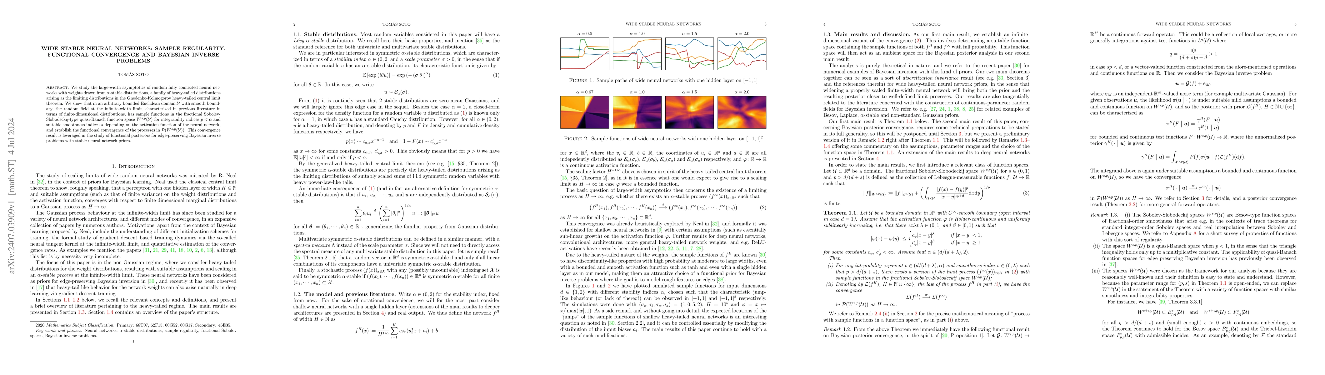Thumbnail for Wide stable neural networks: Sample regularity, functional convergence
  and Bayesian inverse problems