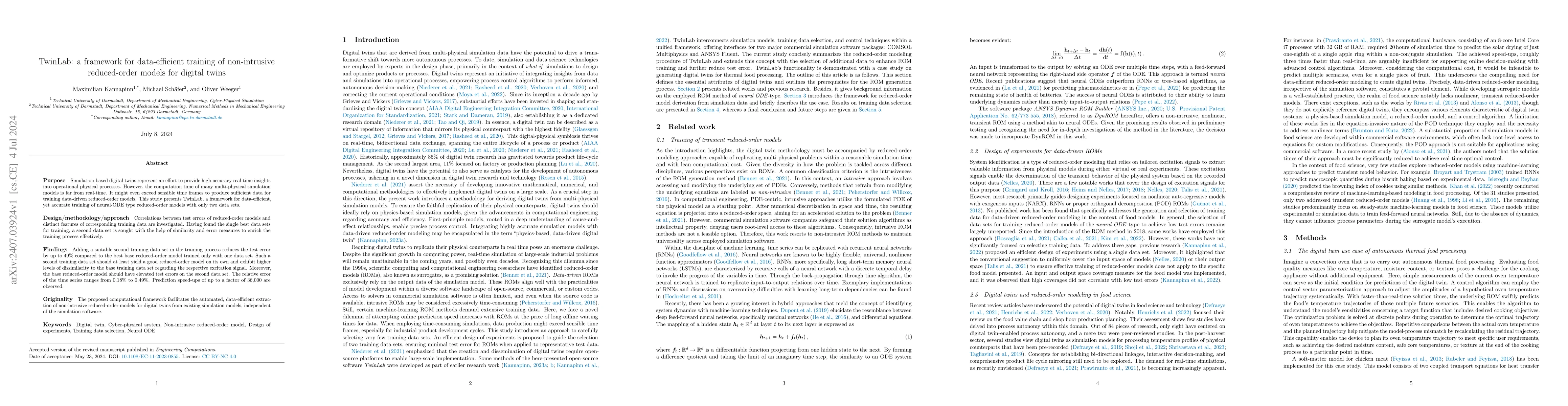 Thumbnail for TwinLab: a framework for data-efficient training of non-intrusive
  reduced-order models for digital twins