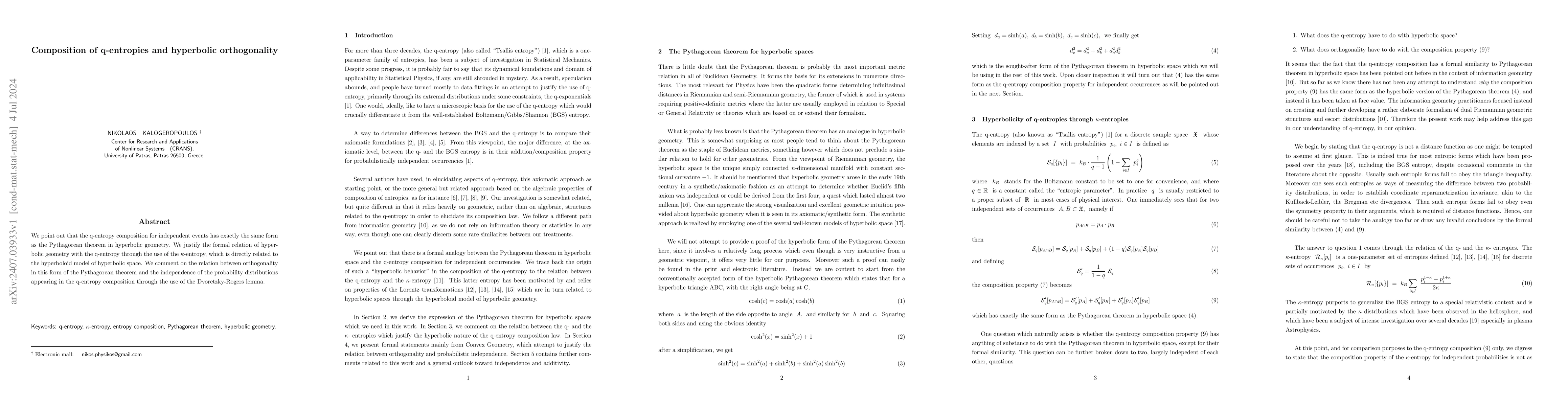 Thumbnail for Composition of q-entropies and hyperbolic orthogonality