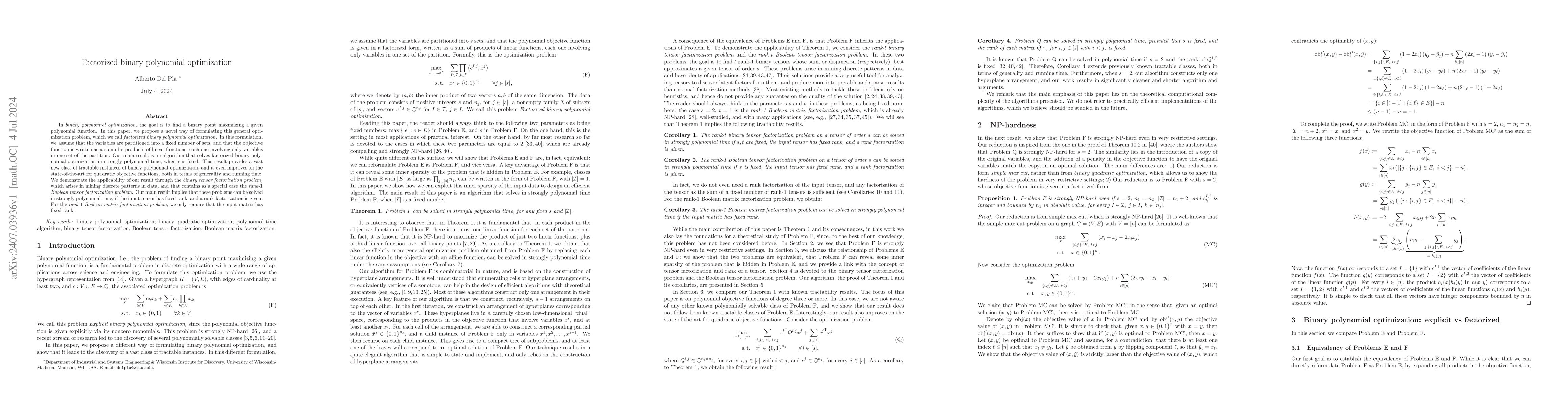 Thumbnail for Factorized binary polynomial optimization