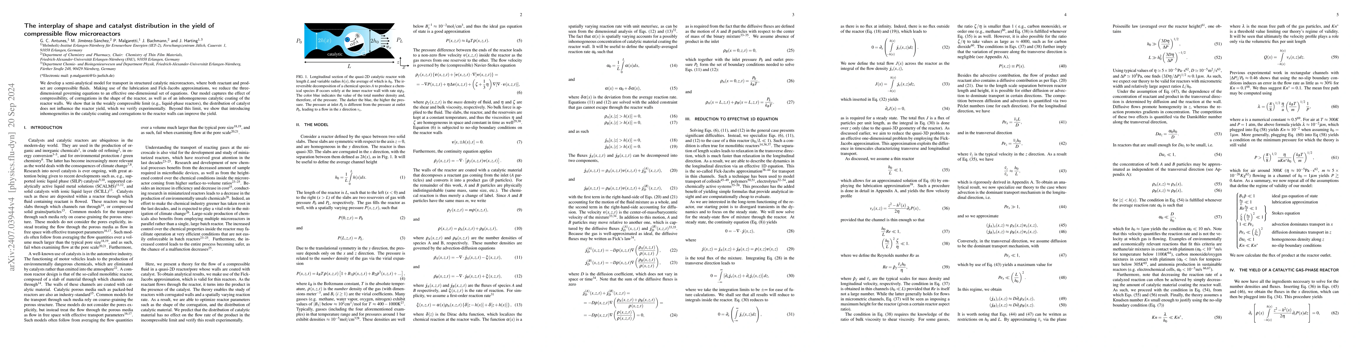 Thumbnail for The interplay of shape and catalyst distribution in the yield of
  compressible flow microreactors