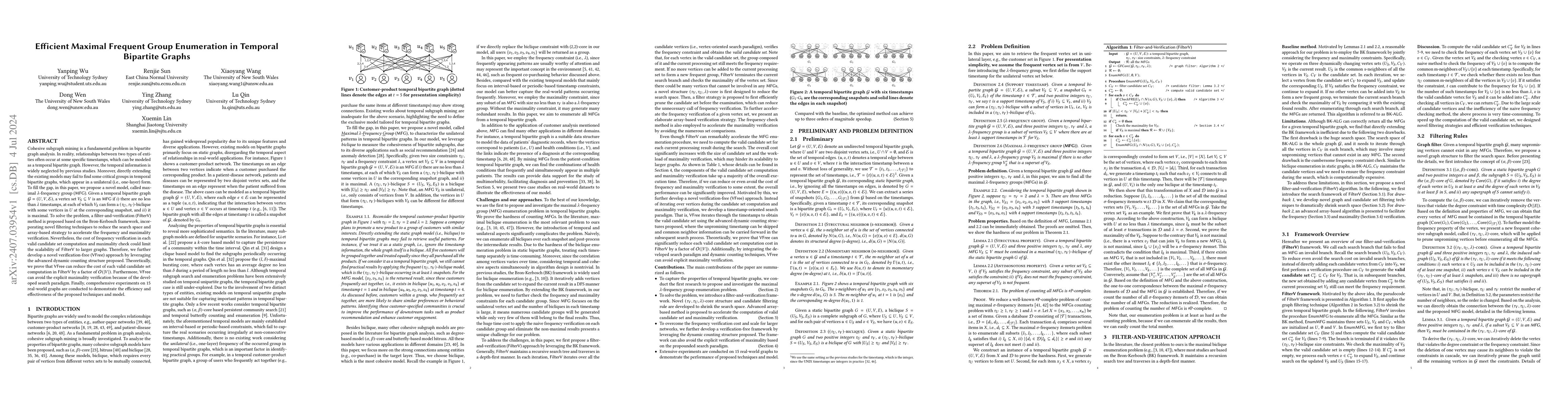 Thumbnail for Efficient Maximal Frequent Group Enumeration in Temporal Bipartite
  Graphs
