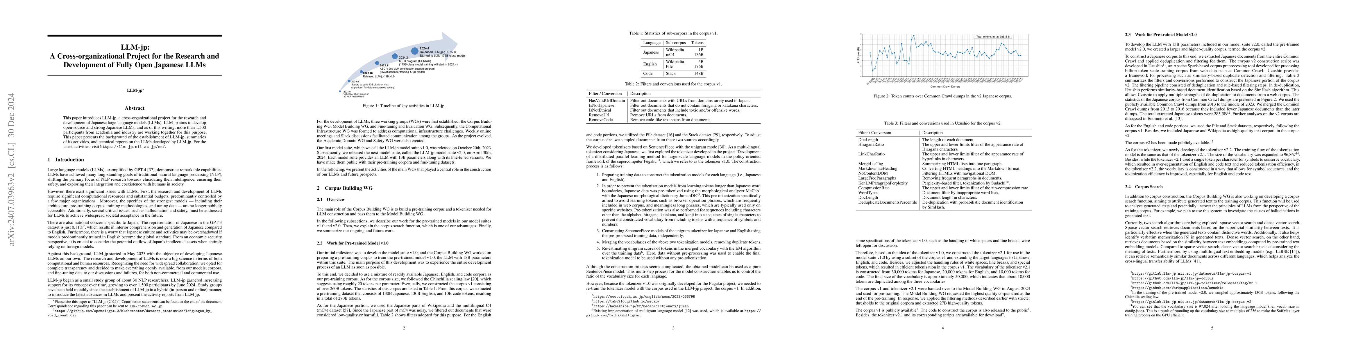 Thumbnail for LLM-jp: A Cross-organizational Project for the Research and Development
  of Fully Open Japanese LLMs