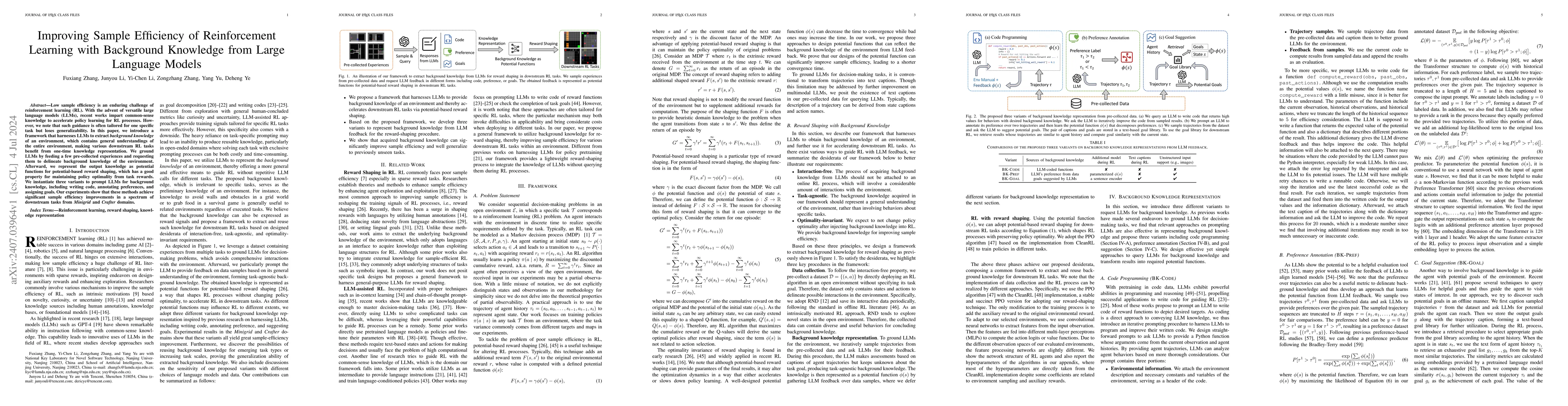 Thumbnail for Improving Sample Efficiency of Reinforcement Learning with Background
  Knowledge from Large Language Models